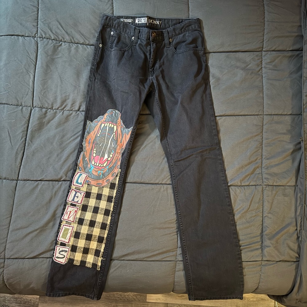 VINTAGE HANDMADE ROTTWEILER LEVIS DENIM COWBOY BLACK JEANS - Picture 1 of 5